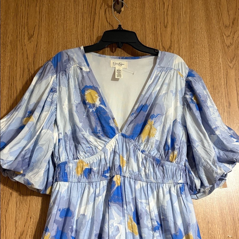 Jessica Simpson Blue and Yellow Floral Midi Dress - Picture 3 of 7
